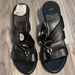 Italian Shoemakers Black Strappy Sandals Womens Size 8